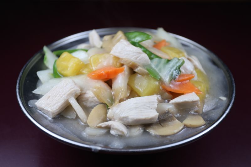 chicken, pineapple, and mixed  vegetables